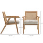 Voir la diapositive 3 : HOMCOM Fauteuil lounge avec coussin - dossier en cannage - assise profonde - accoudoirs - structure bois hévéa - aspect lin beige