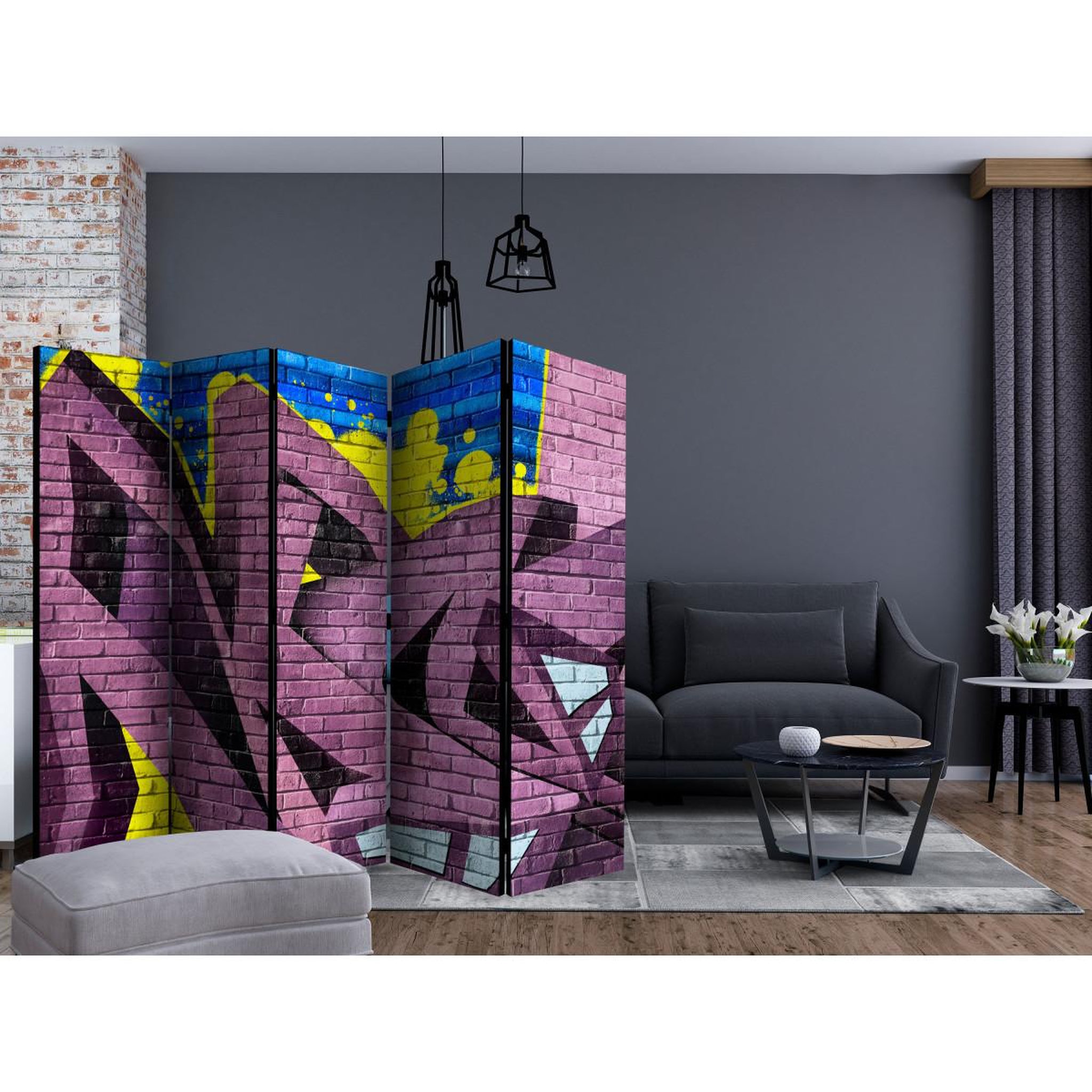 Voir la diapositive 2 : Paris Prix Paravent 5 volets  street art graffiti  172x225cm