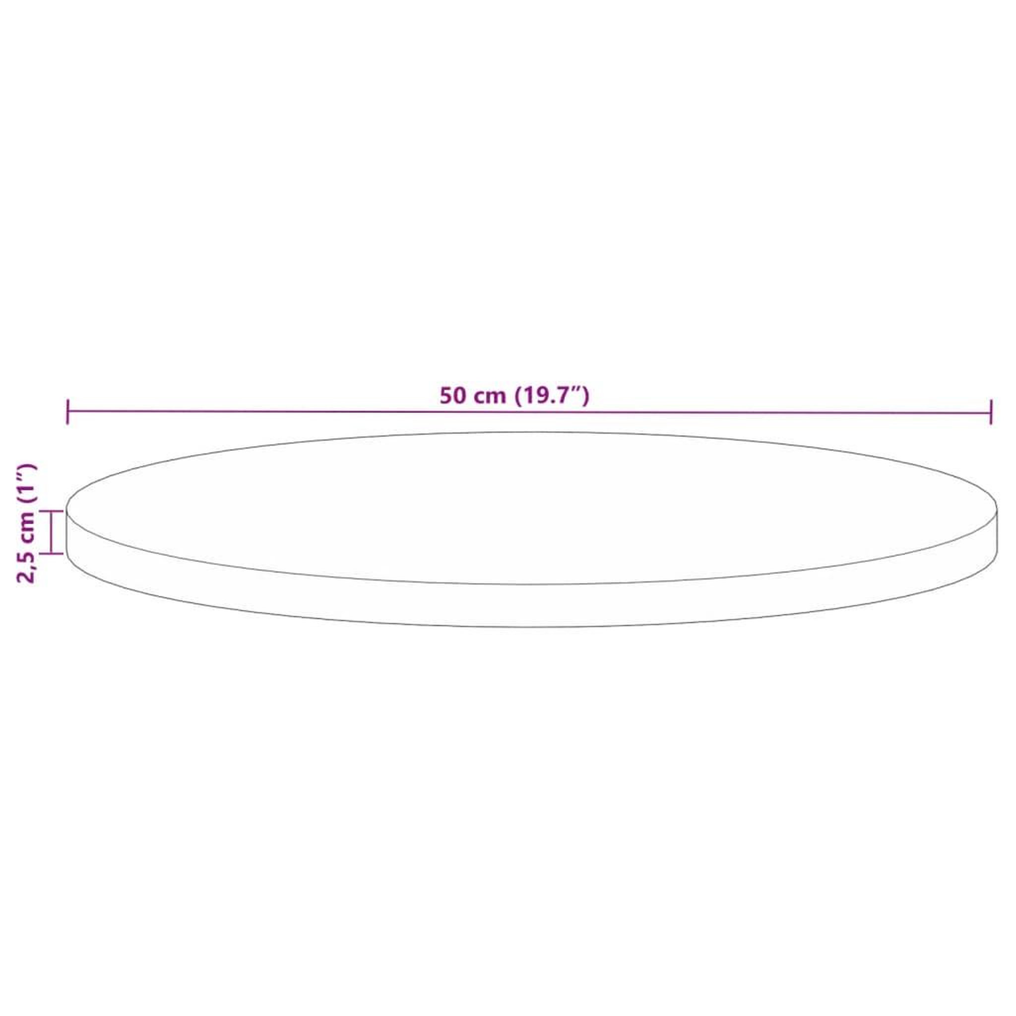 Voir la diapositive 6 : VIDAXL Dessus de table Ø 50x2,5 cm rond bois massif de recuperation