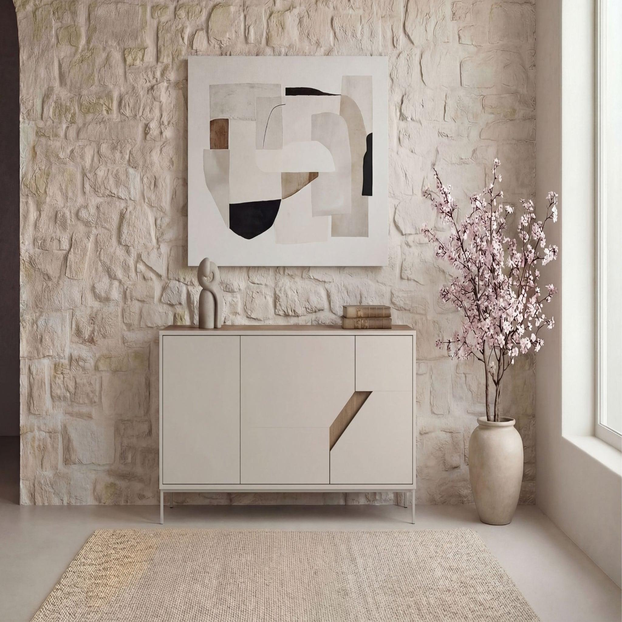 Voir la diapositive 2 : CASANOVA PARIS Dalia - buffet 3 portes 150cm en mélamine - beige