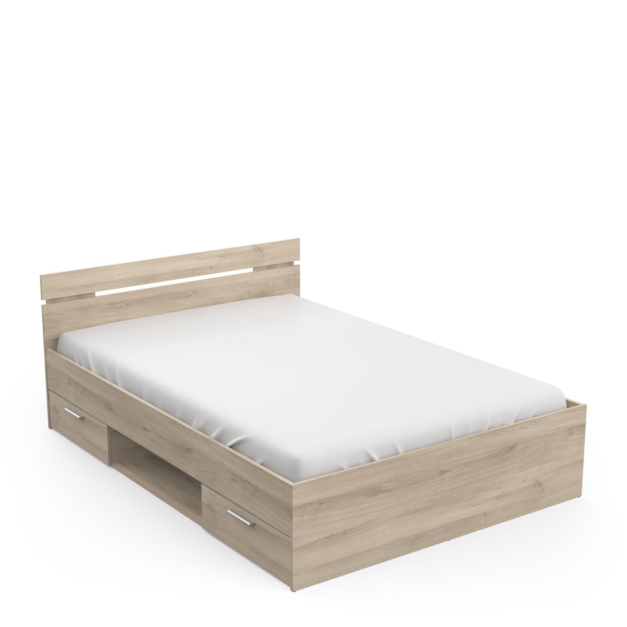 Voir la diapositive 3 : Lit  140x200cm 2 tiroirs 1 niche de rangement GANDY