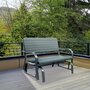 OUTSUNNY Banc à bascule de jardin 2 places - accoudoirs, assise, dossier ergonomique - métal époxy HDPE effet grain bois vert fougère