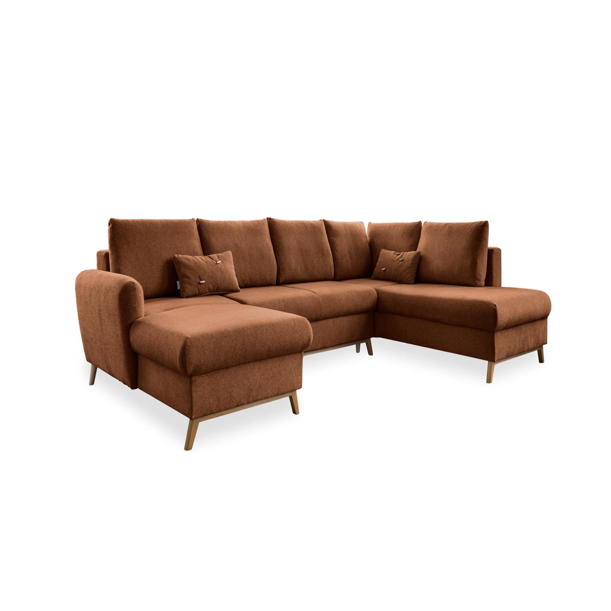 Voir la diapositive 5 : BEST MOBILIER Lagom - canapé d'angle panoramique - convertible - avec coffre - en tissu - 7 places - droit