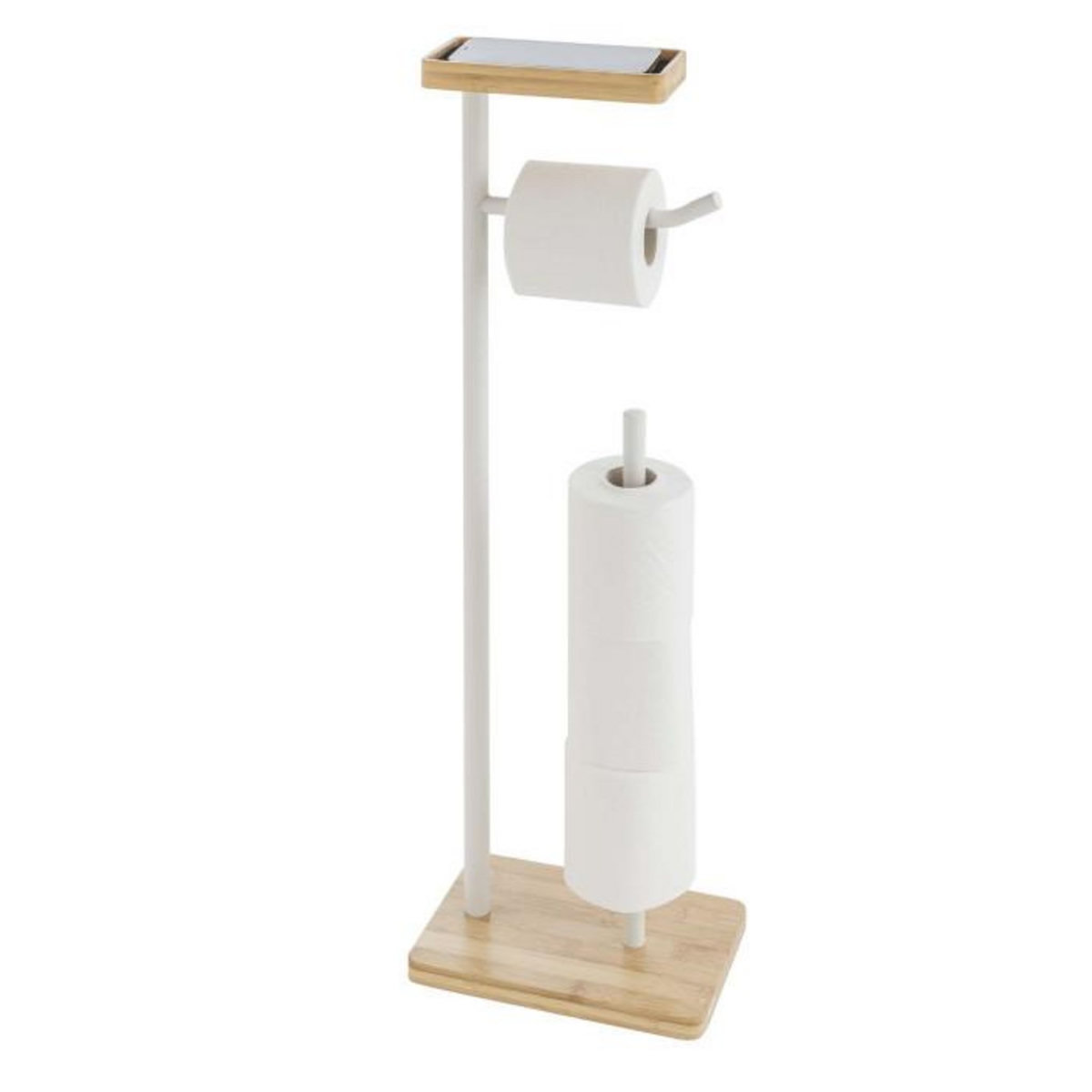Paris Prix Dérouleur Papier WC en Bambou  Filano  65cm Blanc & Naturel