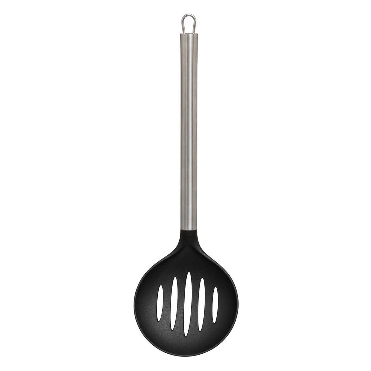 FIVE Ensemble de 5 ustensiles avec leur pot de rangement en inox - Noir et gris