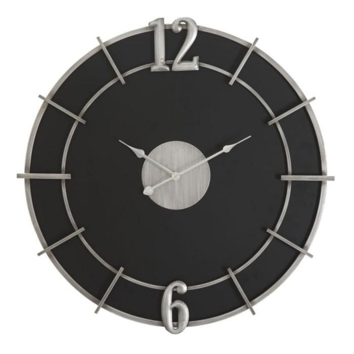 Paris Prix Horloge Murale en Métal  Silver Glam  60cm Noir