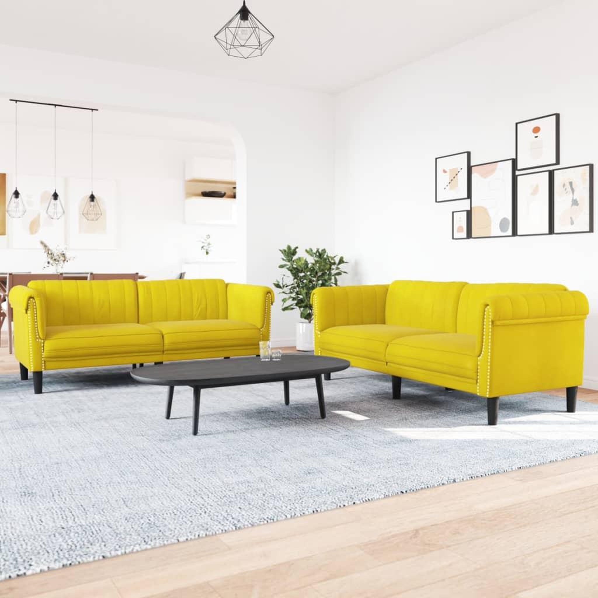 VIDAXL Ensemble de canapes 2 pcs jaune velours