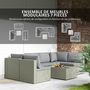 Voir la diapositive 6 : OUTSUNNY Ensemble salon de jardin modulable 6 personnes avec table basse résine tressée effet rotin gris