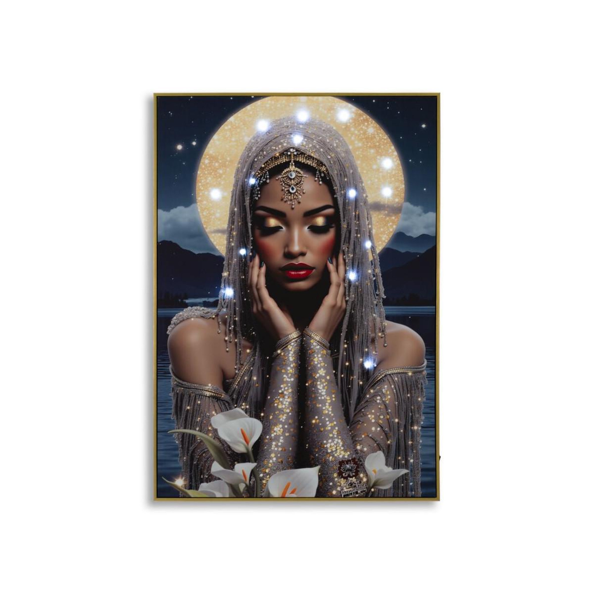 Voir la diapositive 2 : Paris Prix Tableau imprimé à led  venus  70x100cm multicolore