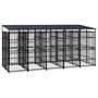 Voir la diapositive 4 : VIDAXL Chenil d'exterieur avec toit pour chiens Acier 9,22 m²