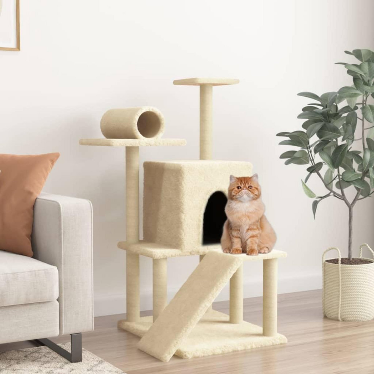 VIDAXL Arbre a chat avec griffoirs en sisal creme 110,5 cm