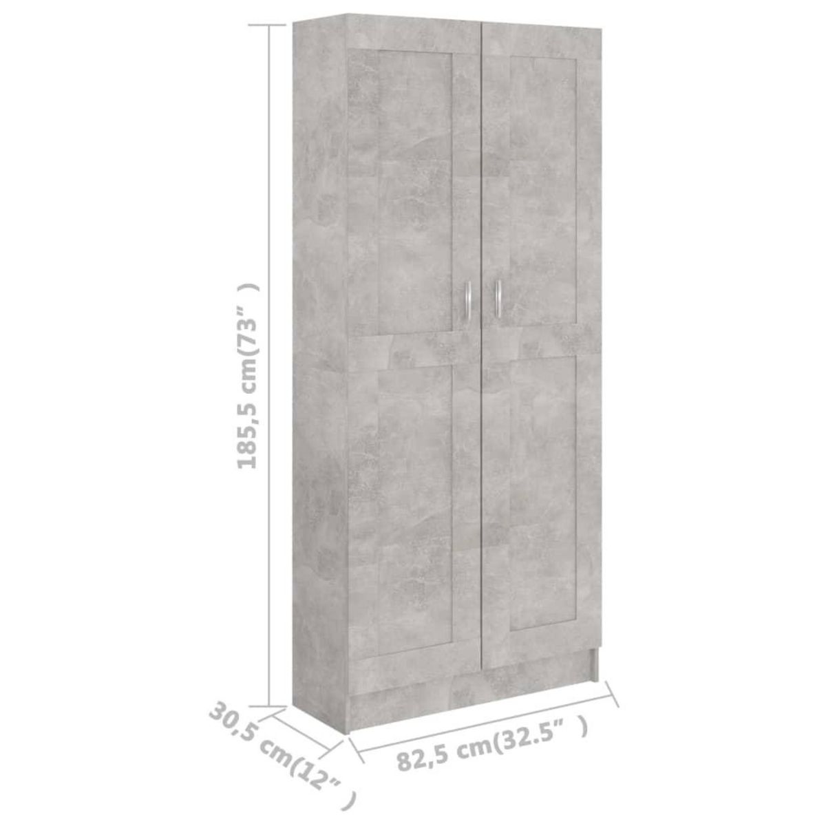 VIDAXL Bibliotheque Gris beton 82,5x30,5x185,5 cm Bois d'ingenierie