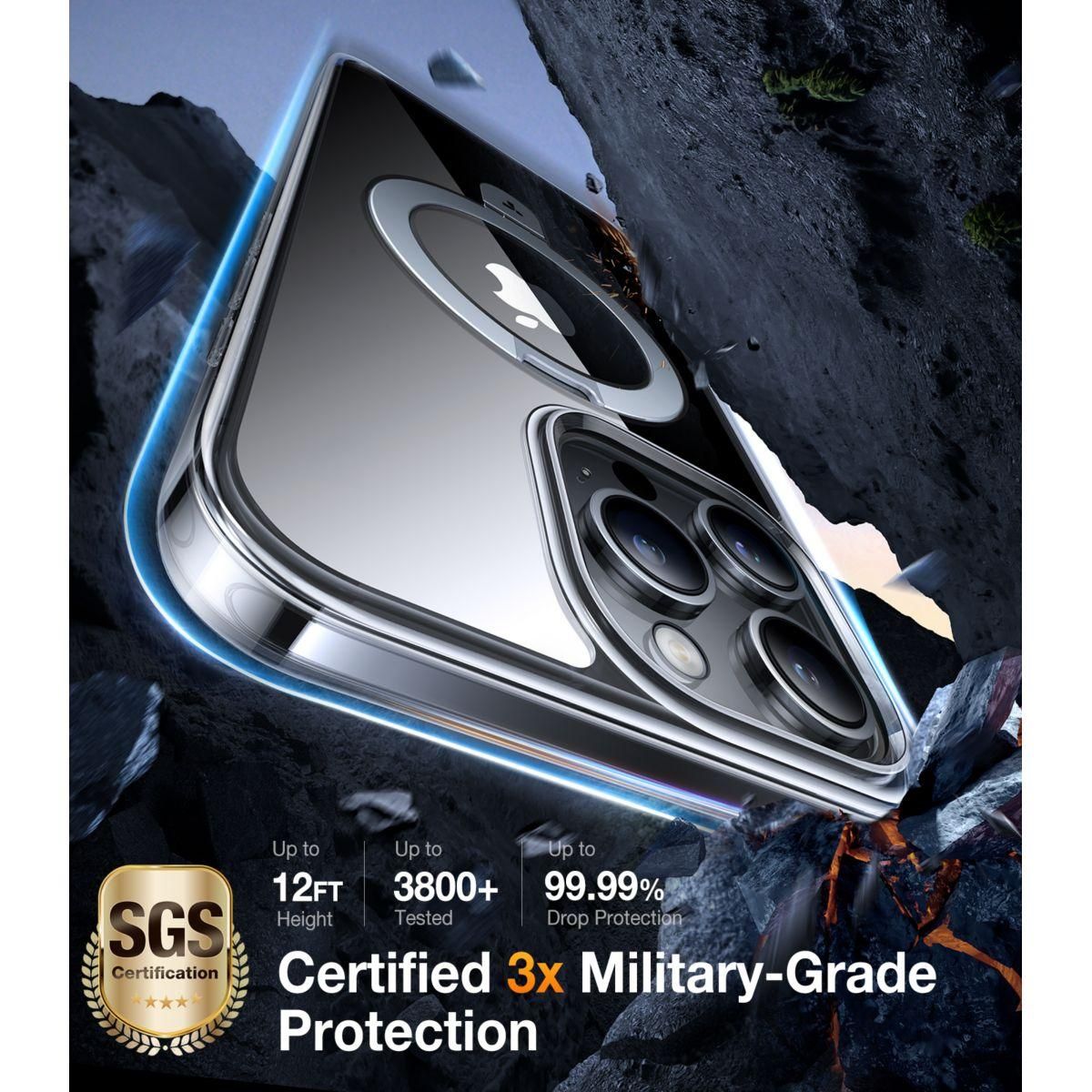 TORRAS Coque intégrale iPhone 15 Pro MagSafe + support transp.