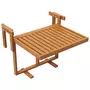OUTSUNNY Table de balcon suspendue hauteur réglable dim. 68L x 65l x 40.5 -55H cm bois de sapin verni coloris teck