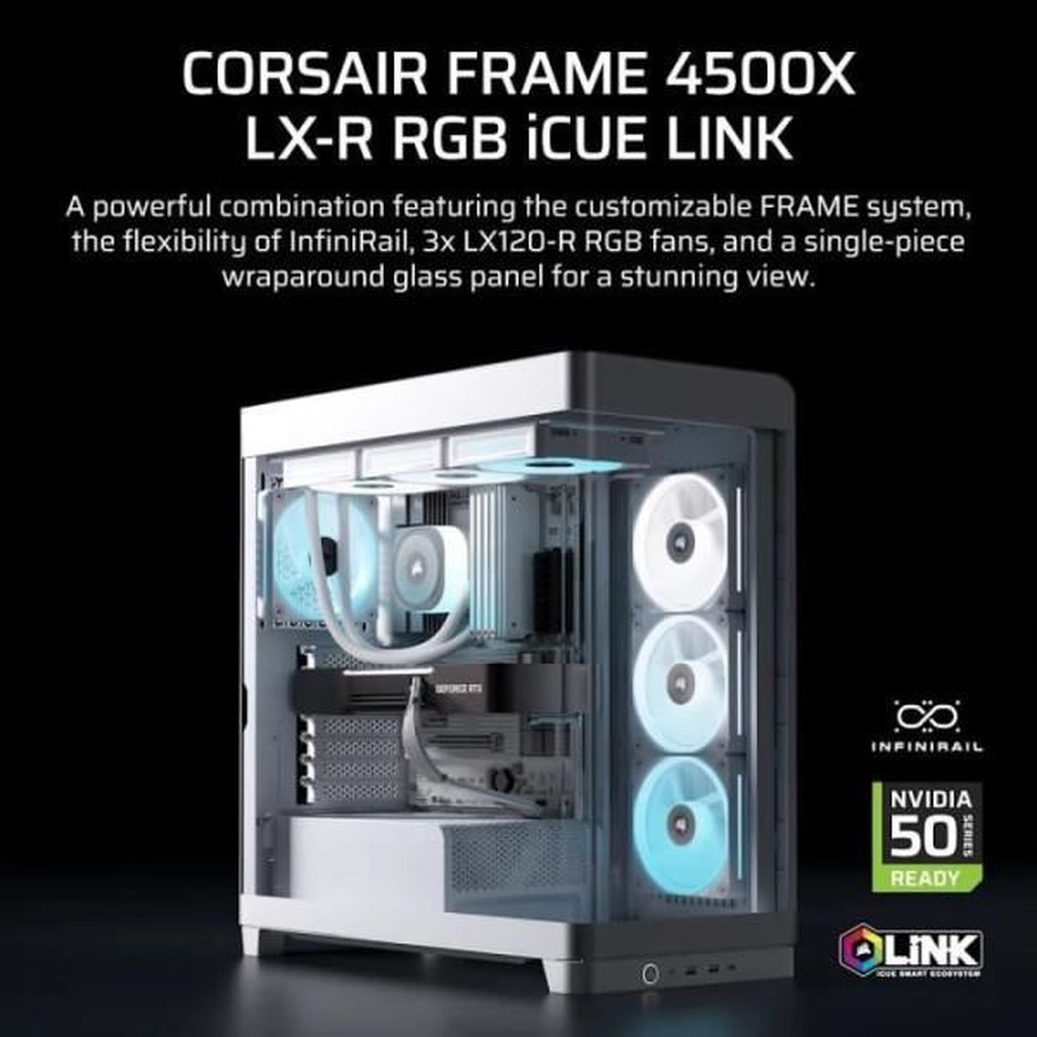 Voir la diapositive 2 : Corsair Boitier pc - corsair - frame 4500x lx-r rgb tempered glass mid-tower - 2 radiateurs - blanc
