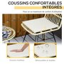 Voir la diapositive 6 : OUTSUNNY Ensemble bistro de jardin 2 places 3 pièces style exotique 2 chaises + table basse ronde métal époxy noir résine tressée beige
