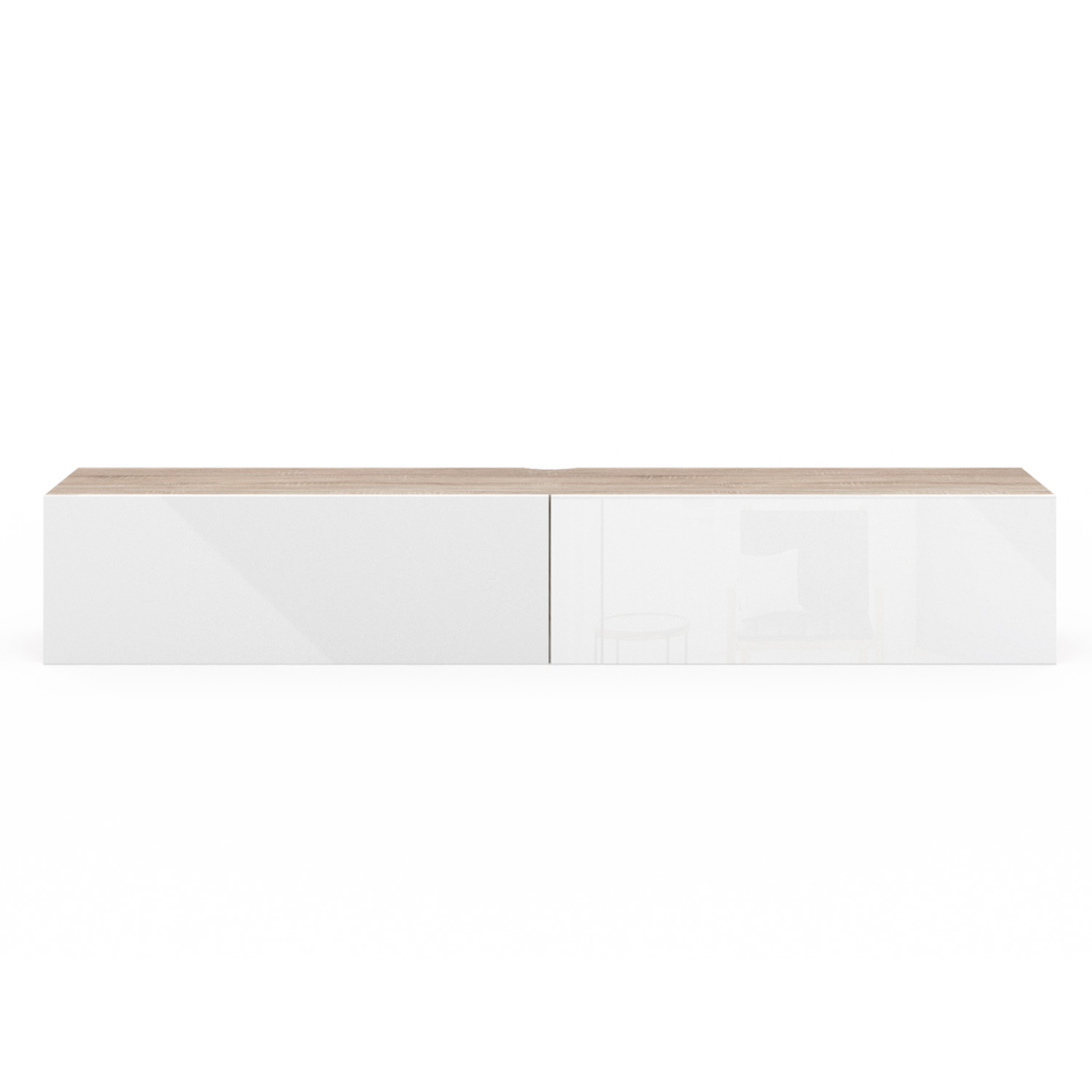 Voir la diapositive 3 : ID MARKET Meuble tv 180 cm suspendu elio 2 portes bois et blanc
