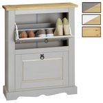 IDIMEX Meuble à chaussures TEQUILA avec 2 abattants, style mexicain en pin. Coloris disponibles : Bicolore, Marron