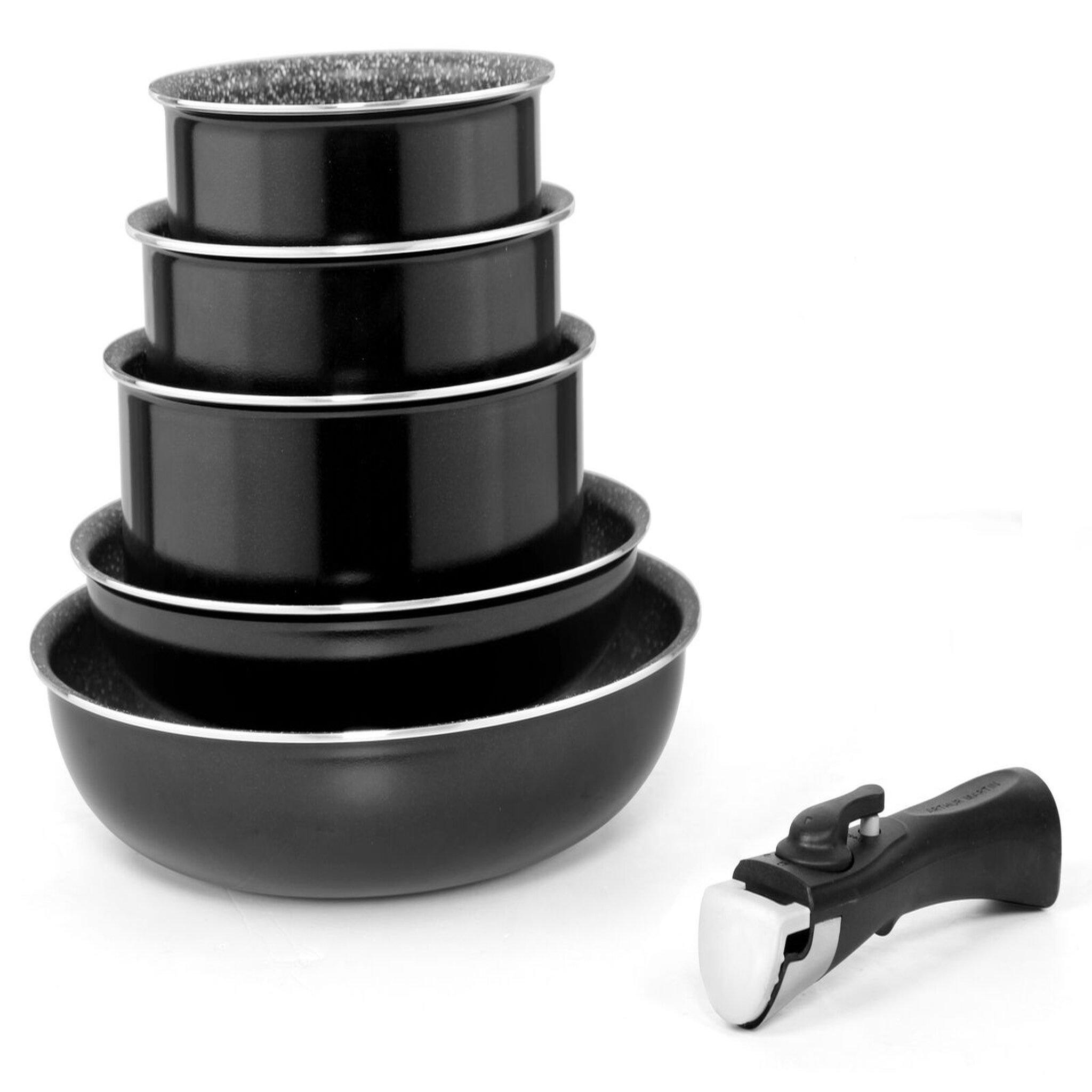 Voir la diapositive 1 : Arthur Martin Batterie de cuisine Induction 6 pièces aluminium revêtement anti adhérent sans PFOA noire 