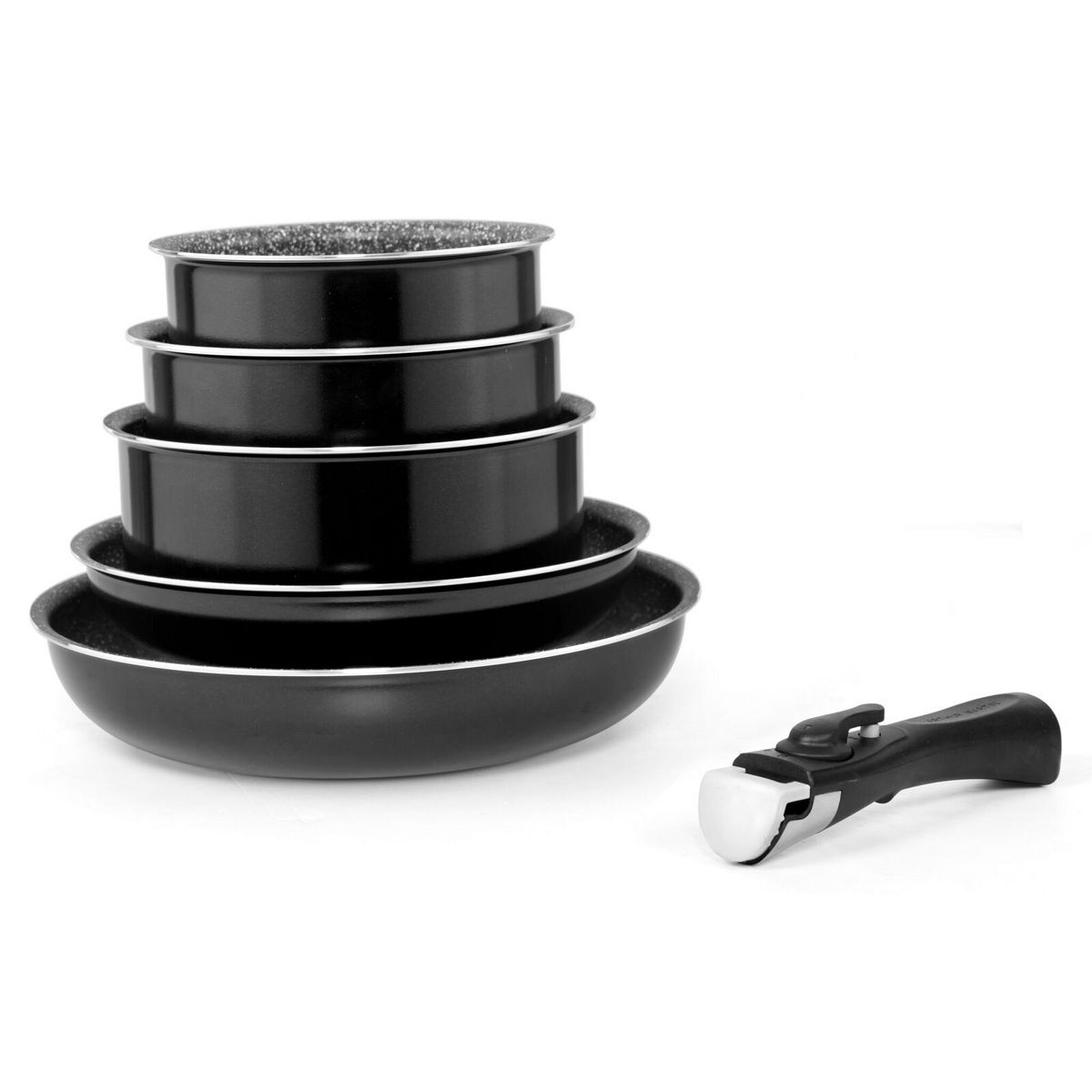 Arthur Martin Batterie de cuisine Induction 6 pièces aluminium revêtement anti adhérent sans PFOA noire 