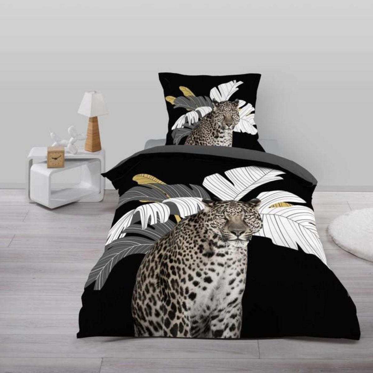 Paris Prix Parure de Lit 2 Pièces  Rexa  140x200cm Noir