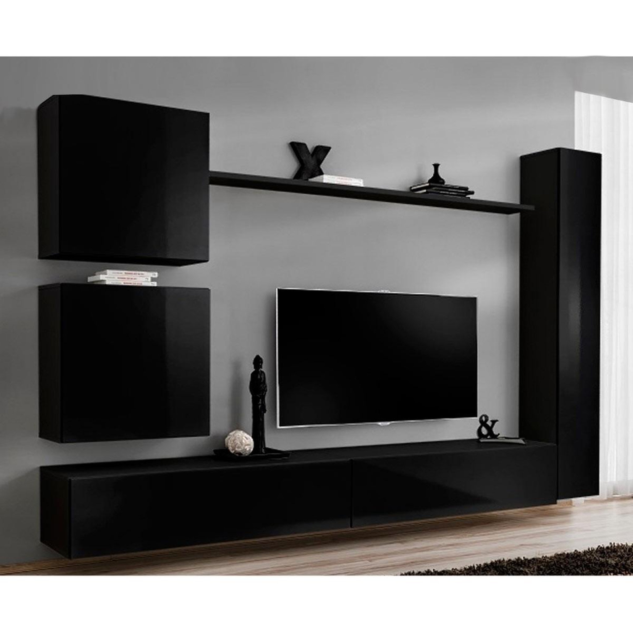 Paris Prix Meuble tv mural design  switch viii  280cm noir
