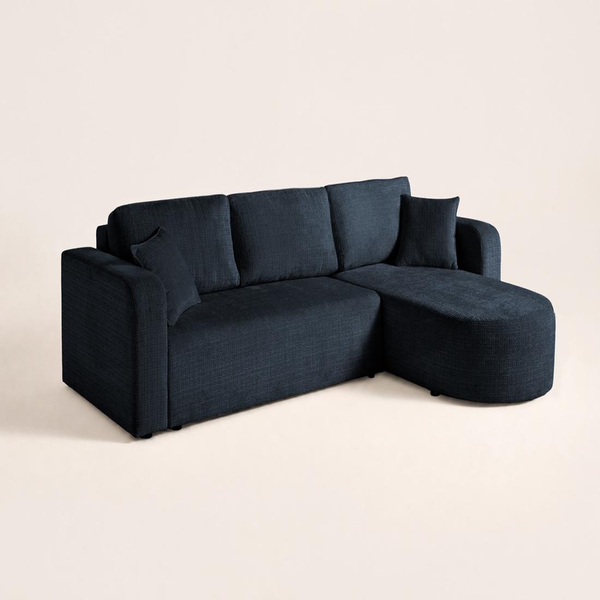 Voir la diapositive 5 : BEST MOBILIER Miro - canapé d'angle réversible - 4 places - convertible avec coffre - en velours texturé