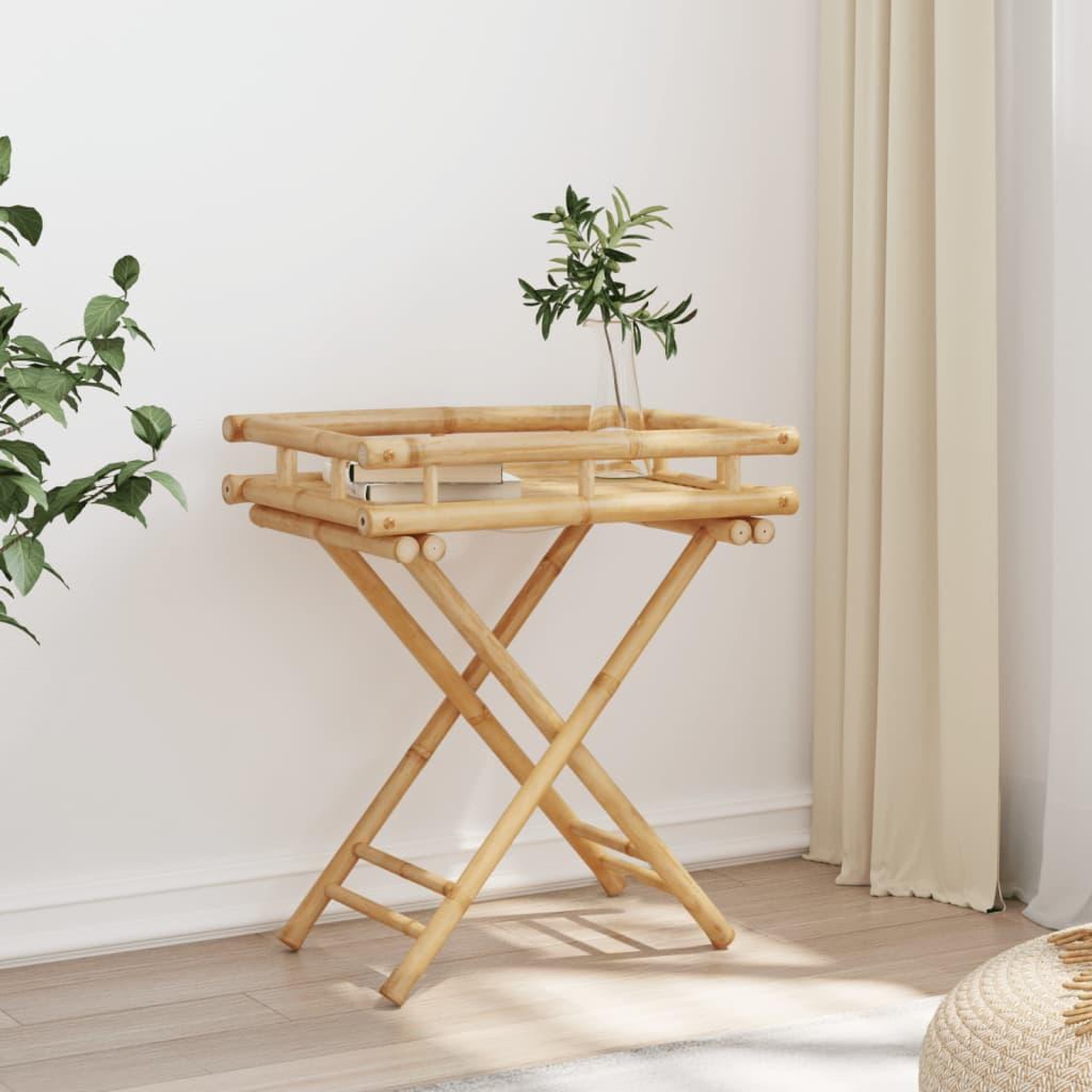 Voir la diapositive 4 : VIDAXL Table a plateau pliante 60x40x68 cm bambou
