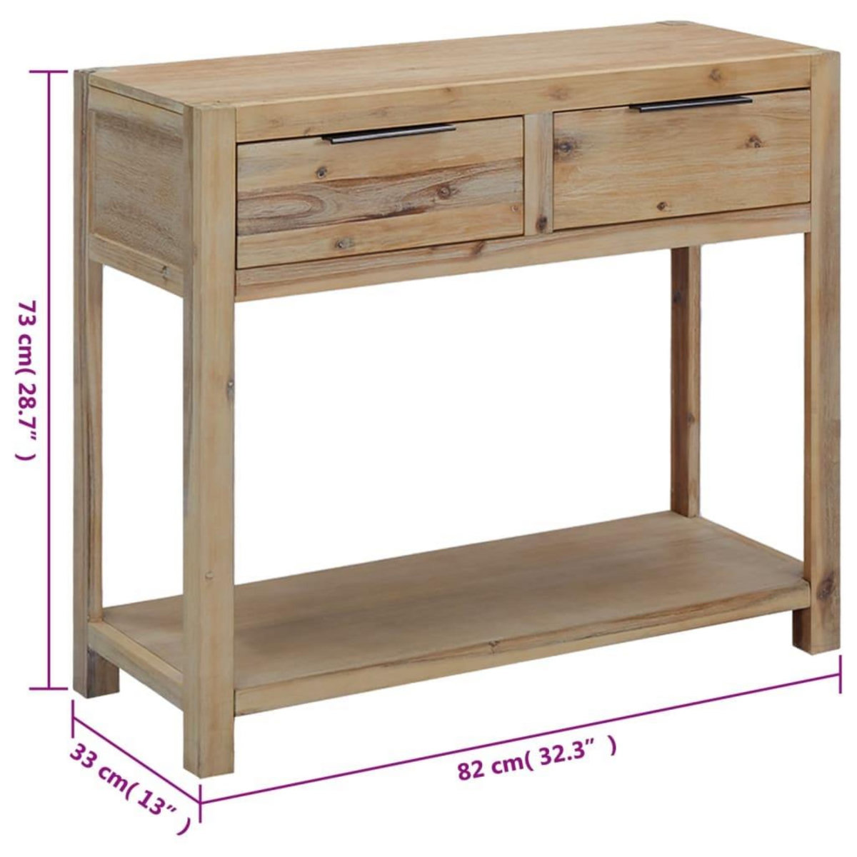 VIDAXL Table console 82x33x73 cm Bois d'acacia massif