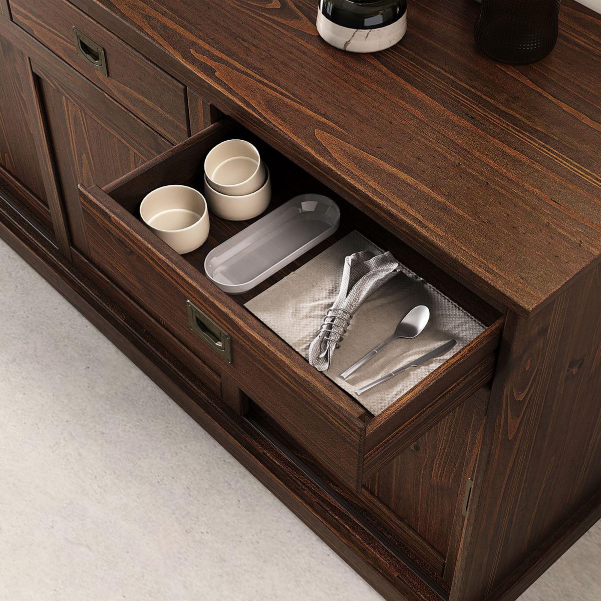 IDIMEX Buffet SAVONA en pin massif, 3 tiroirs et 3 portes