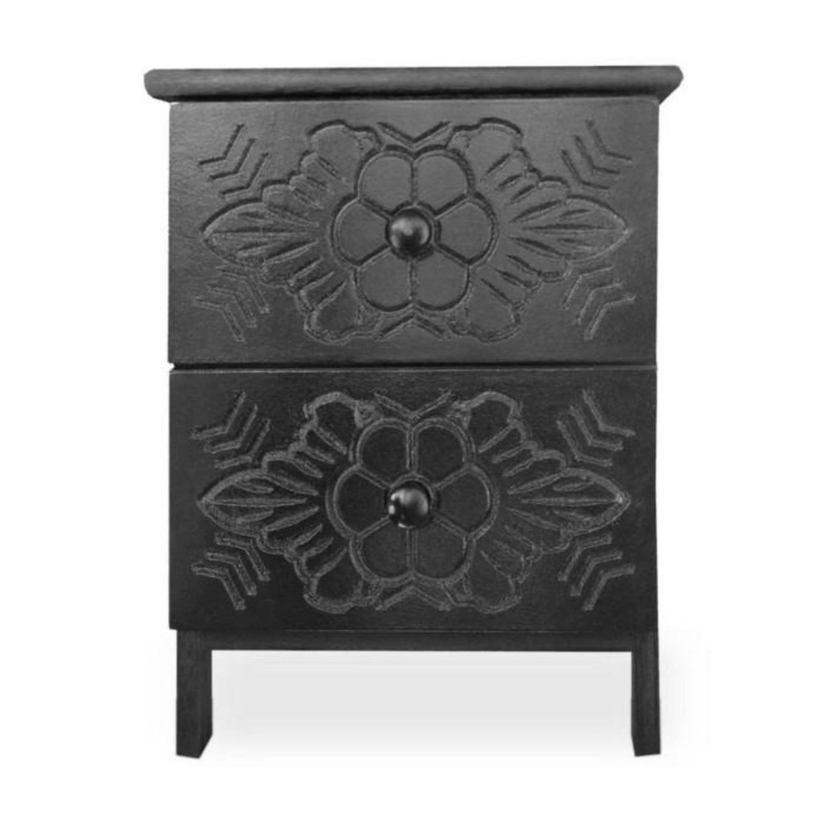 Paris Prix Table de Chevet Sculptée  Morocco  45cm Noir