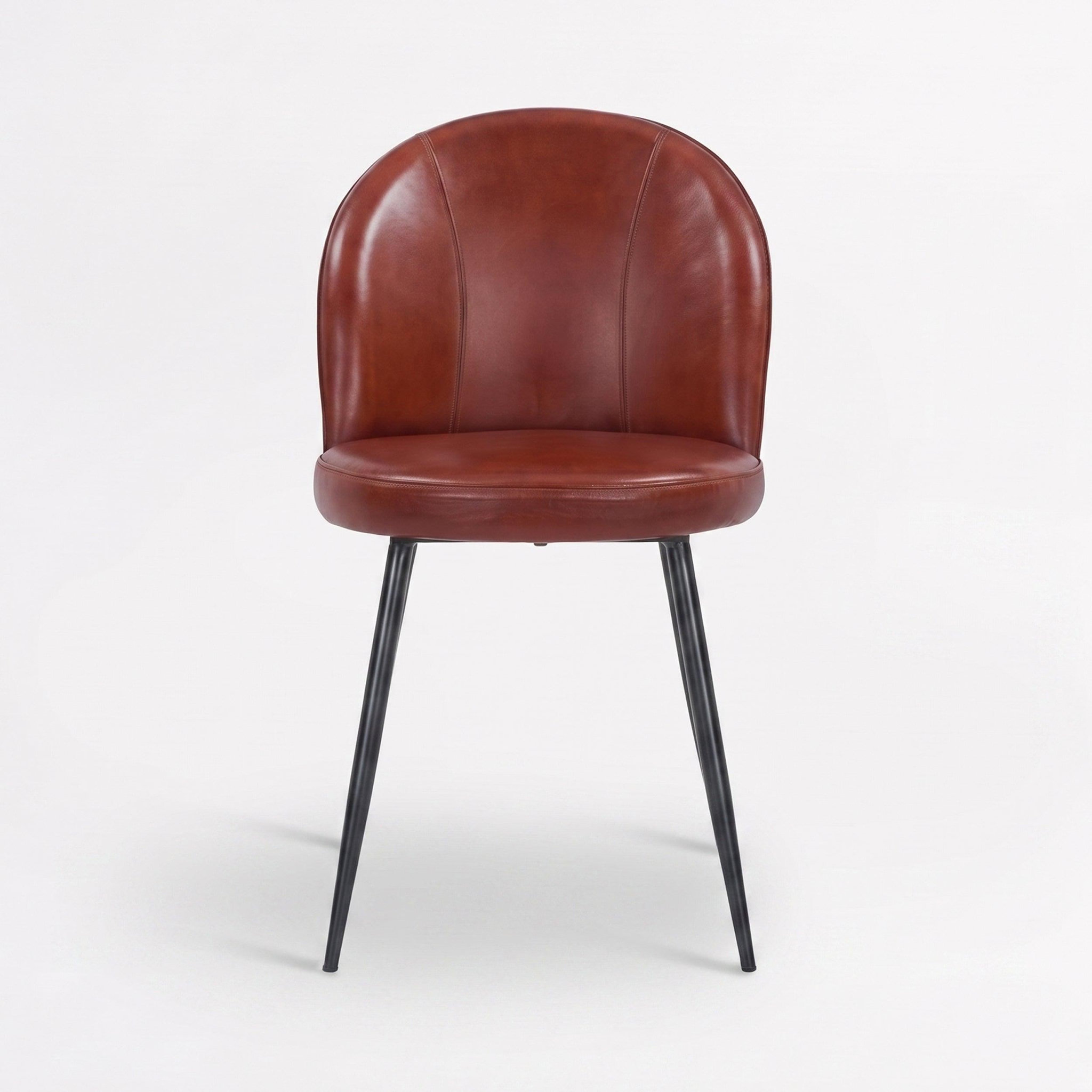 Voir la diapositive 2 : MAISON PAVANE Lot de 2 chaises en cuir de buffle marron rouge-célestin