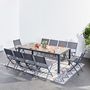 Voir la diapositive 2 : CONCEPT USINE Ensemble table aluminium effet bois et 10 chaises LAGOS