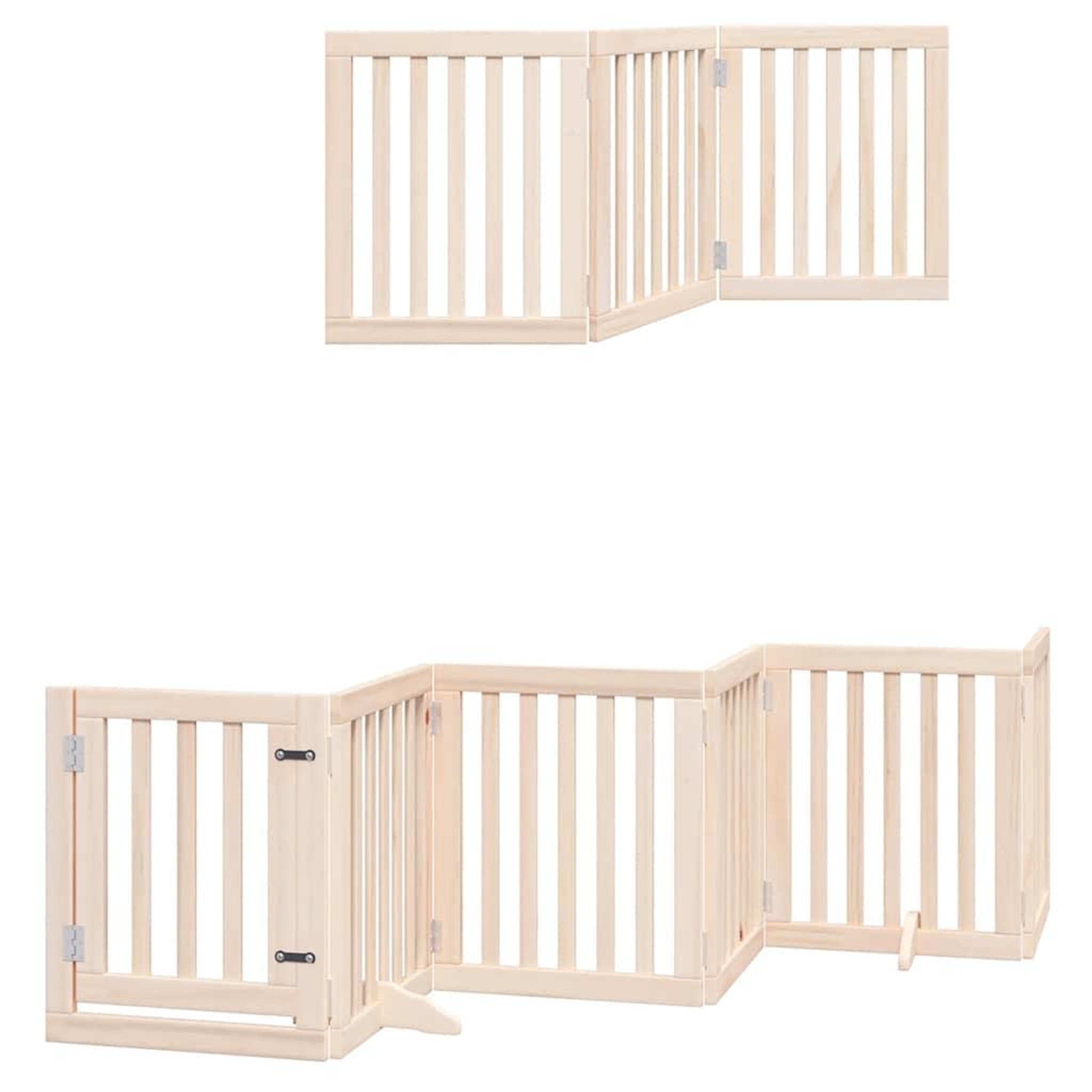 Voir la diapositive 6 : VIDAXL Barriere pour chiens avec porte pliable 9panneaux bois peuplier