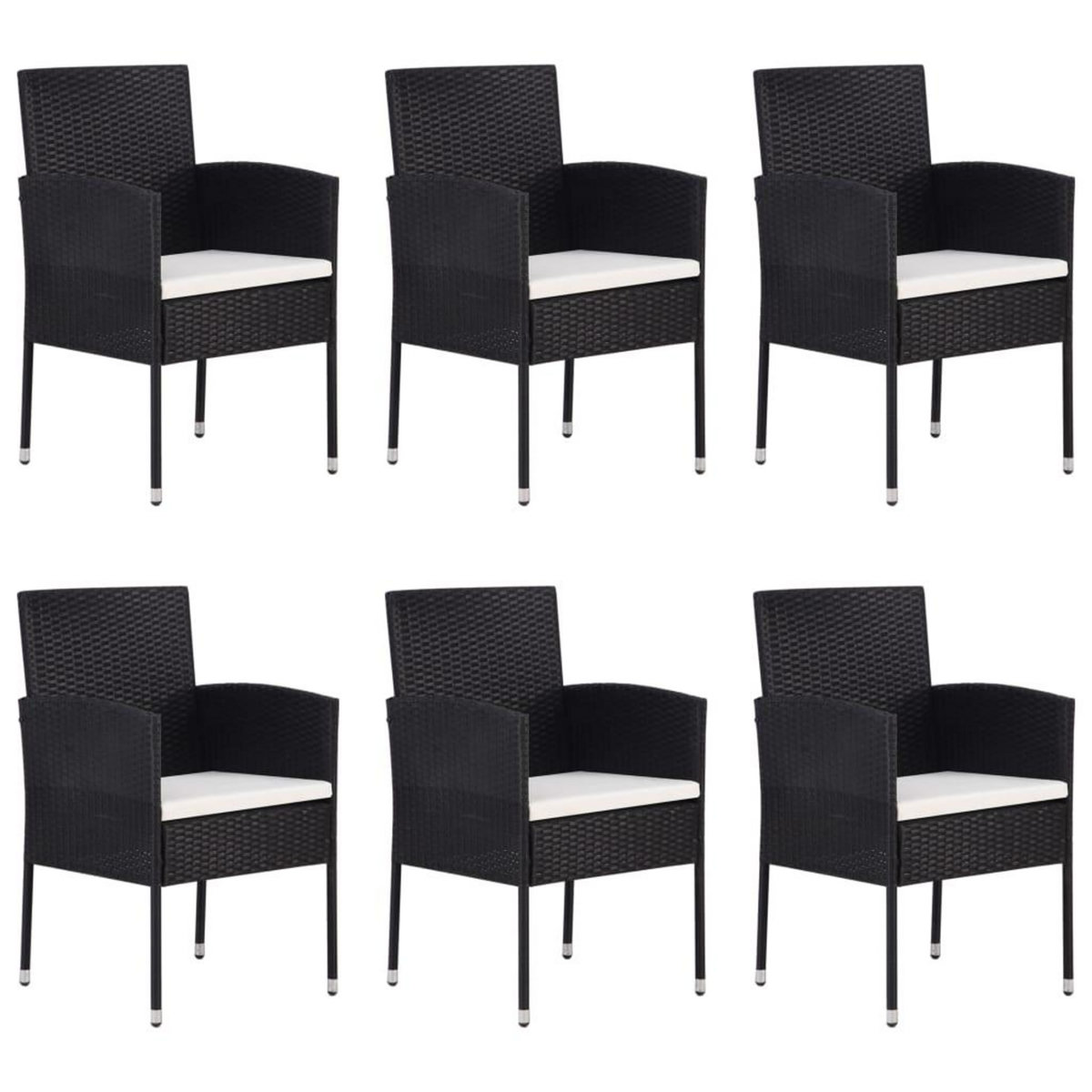 VIDAXL Ensemble a manger de jardin 7 pcs Noir