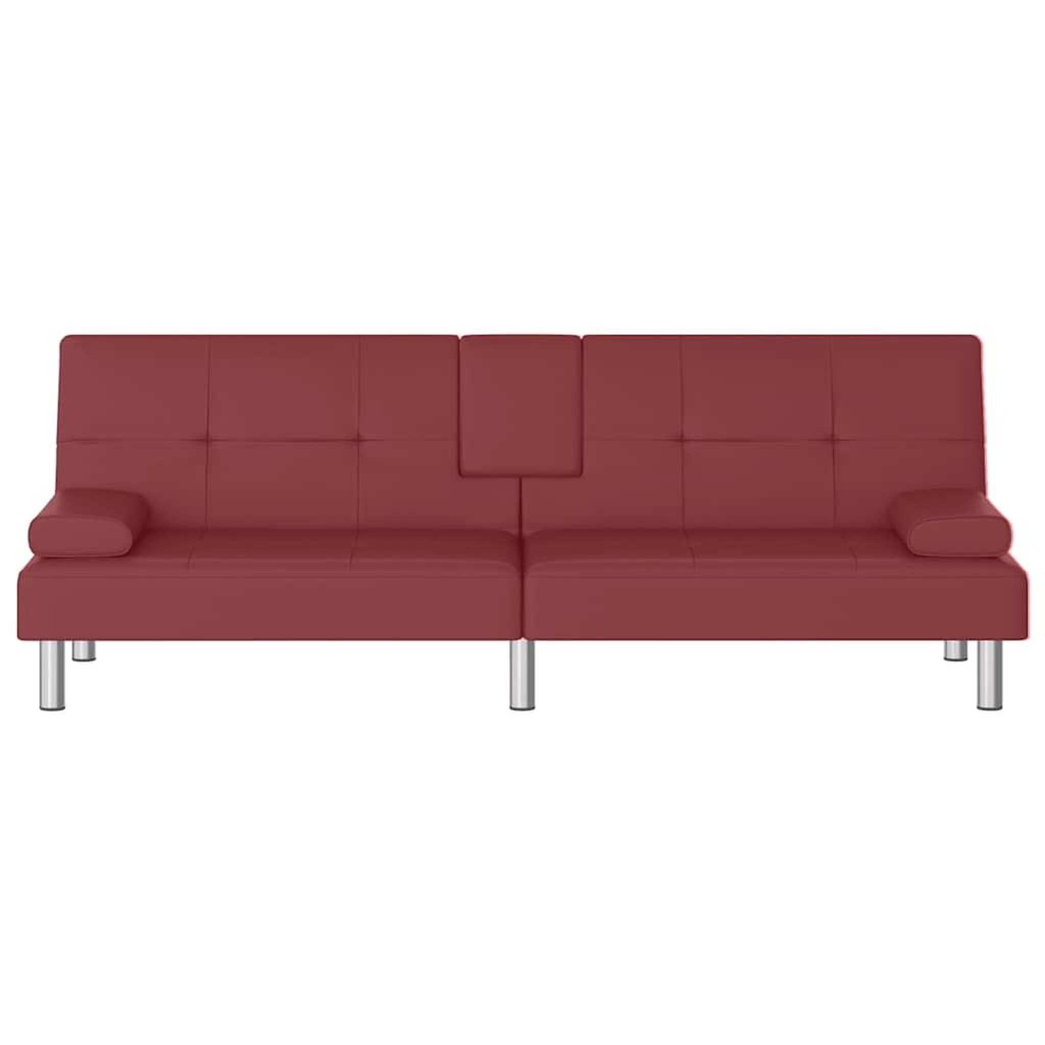 Voir la diapositive 5 : VIDAXL Canape-lit avec porte-gobelets rouge bordeaux similicuir
