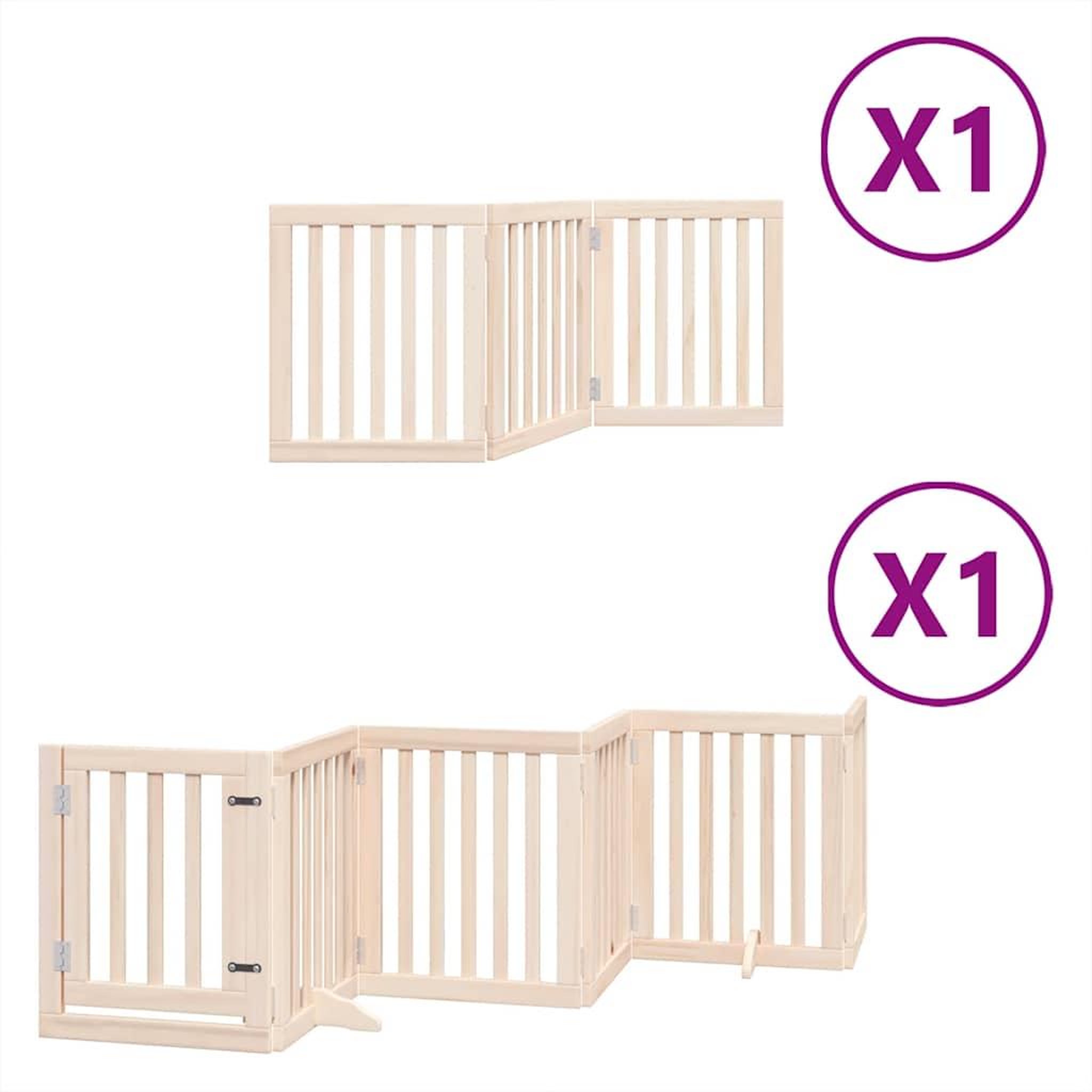 Voir la diapositive 2 : VIDAXL Barriere pour chiens avec porte pliable 9panneaux bois peuplier