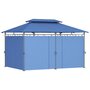 Voir la diapositive 4 : OUTSUNNY Tonnelle barnum 3 x 4 m 6 rideaux amovibles double toit métal époxy polyester bleu