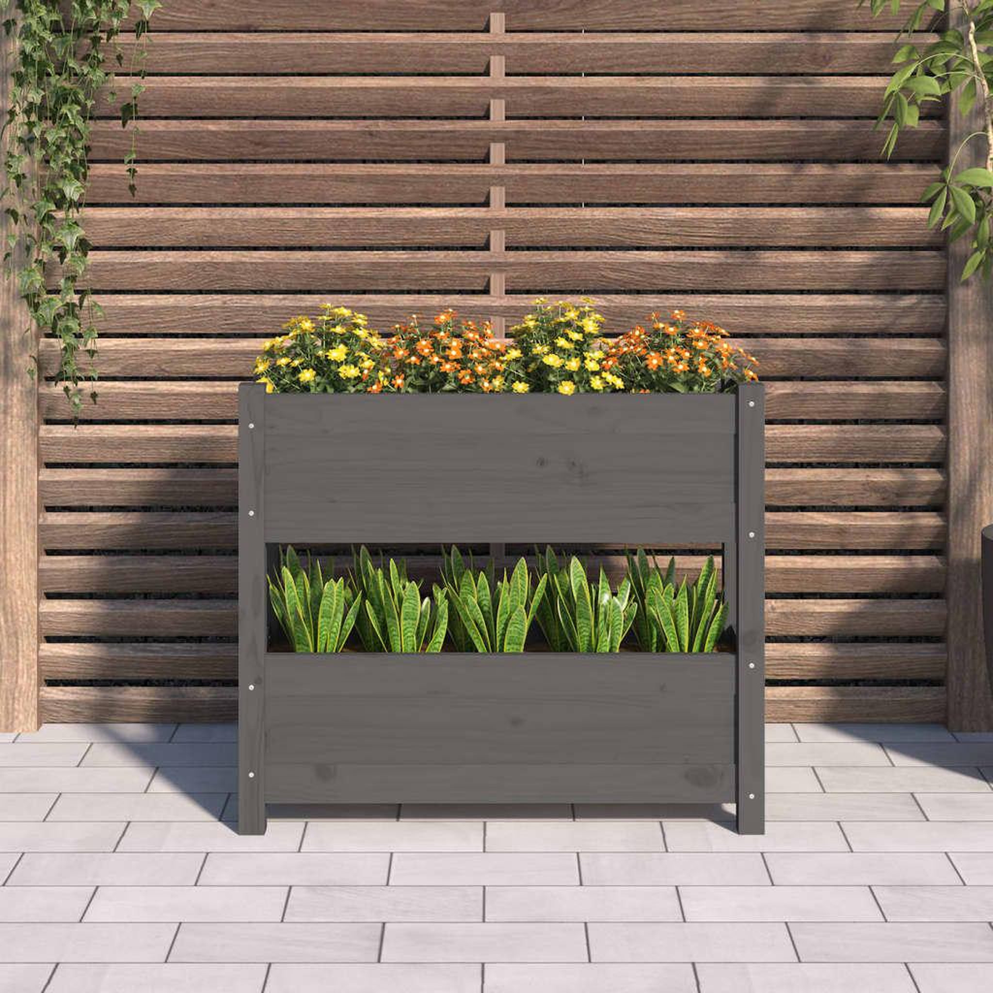 Voir la diapositive 3 : VIDAXL Jardiniere Gris 77x25x66 cm Bois massif de pin