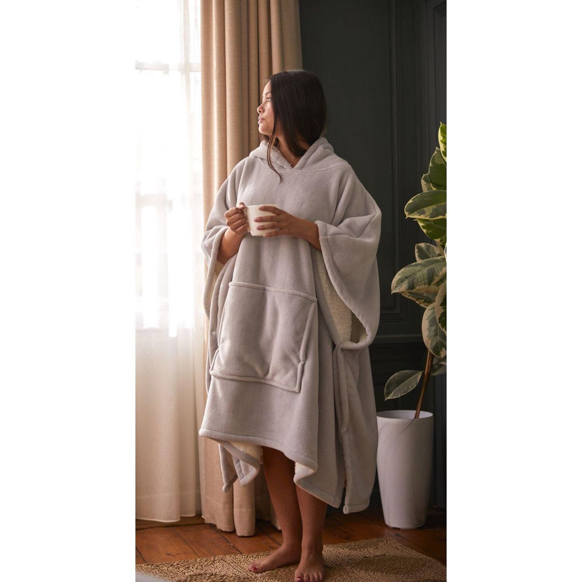 ACTUEL Plaid poncho avec capuche - Adulte 