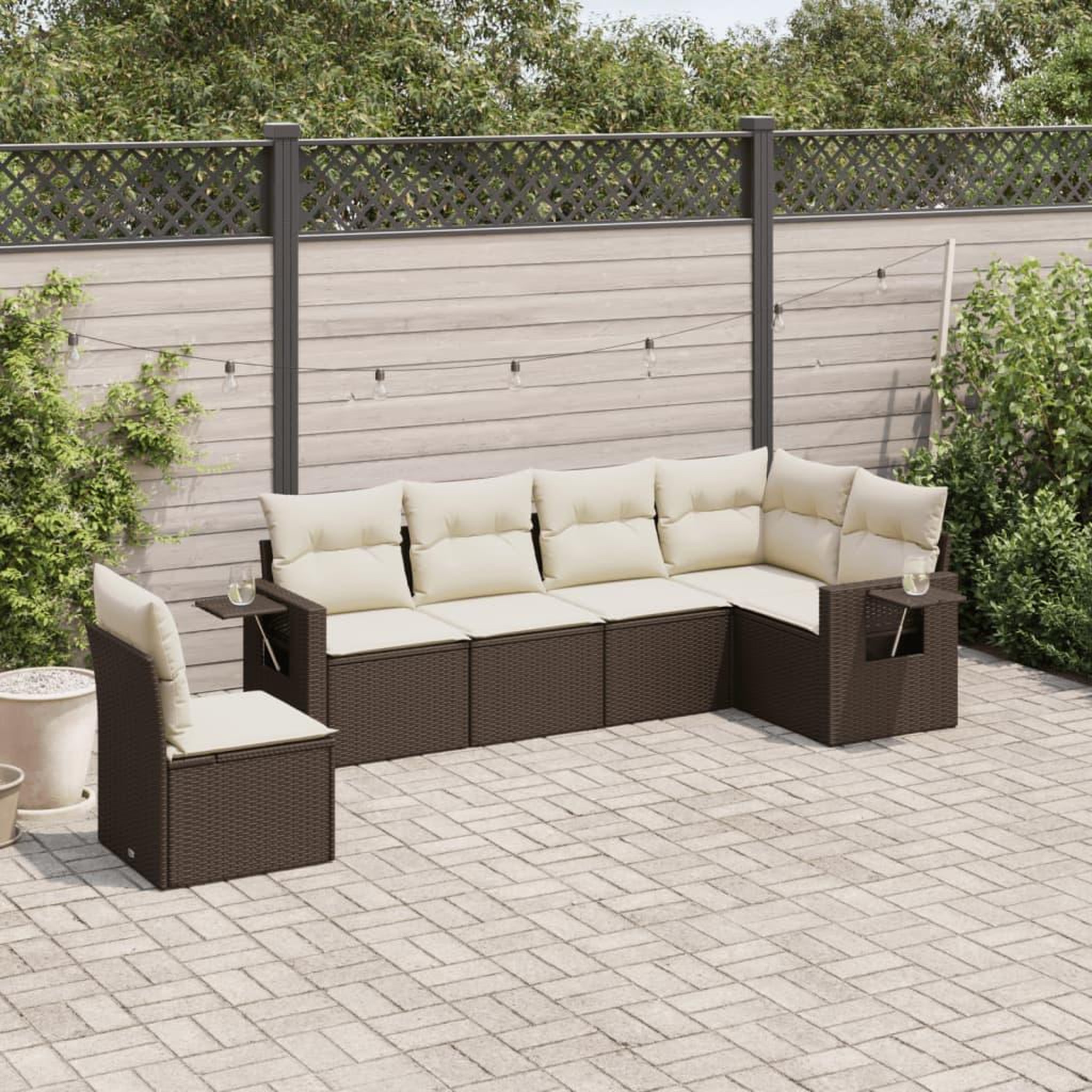VIDAXL Salon de jardin avec coussins 6 pcs marron resine tressee
