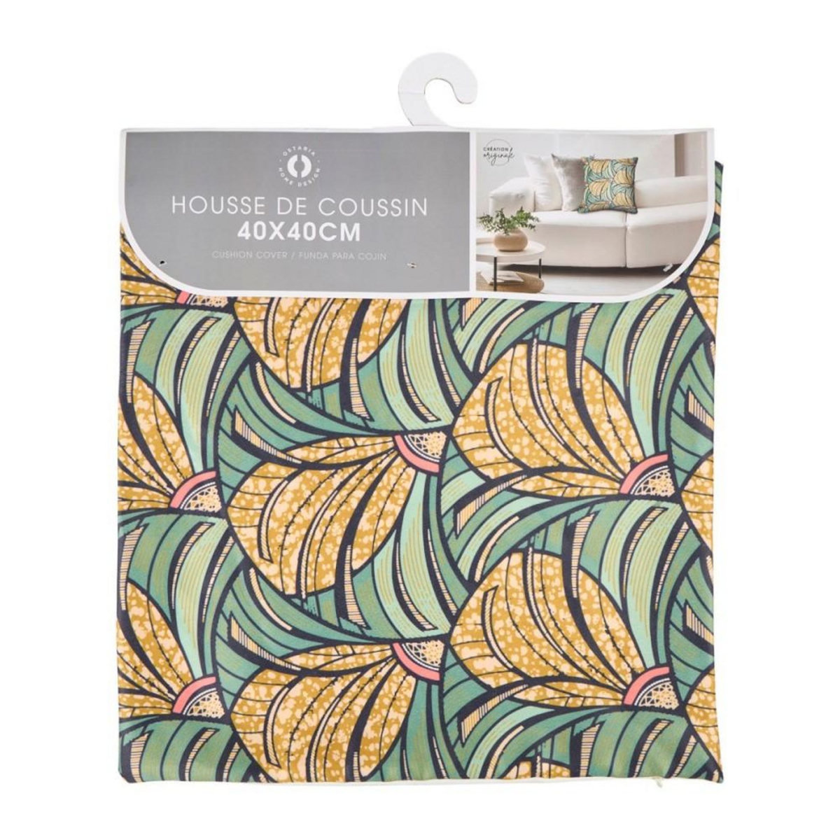 OSTARIA Housse de coussin 40x40 cm verte