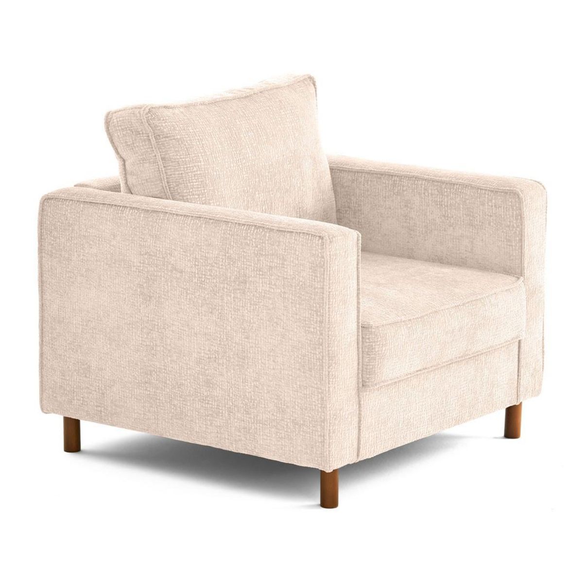 LISA DESIGN Jake - fauteuil en tissu velours relief - pieds en bois foncé