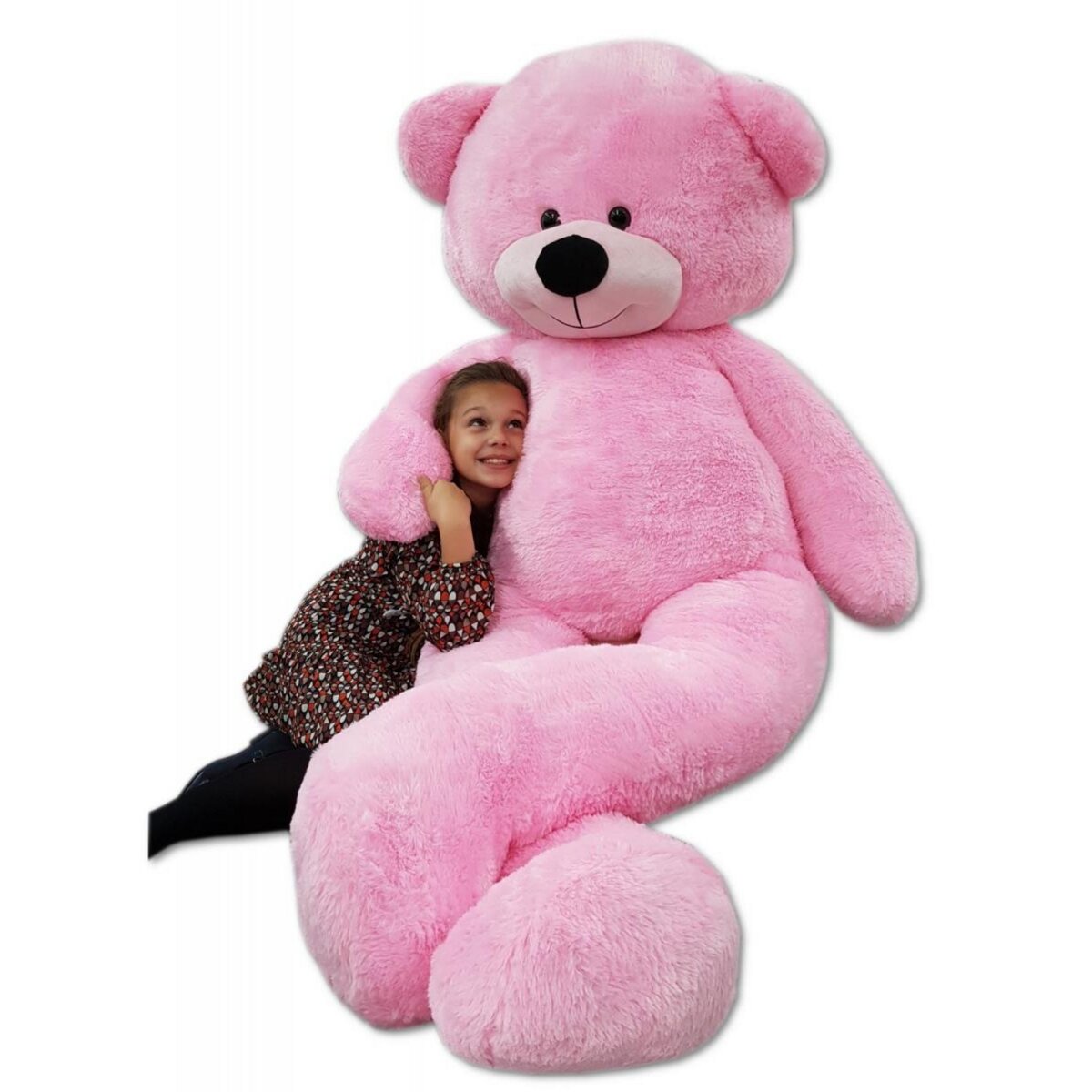 Grand nounours brun 220cm rose pas cher 