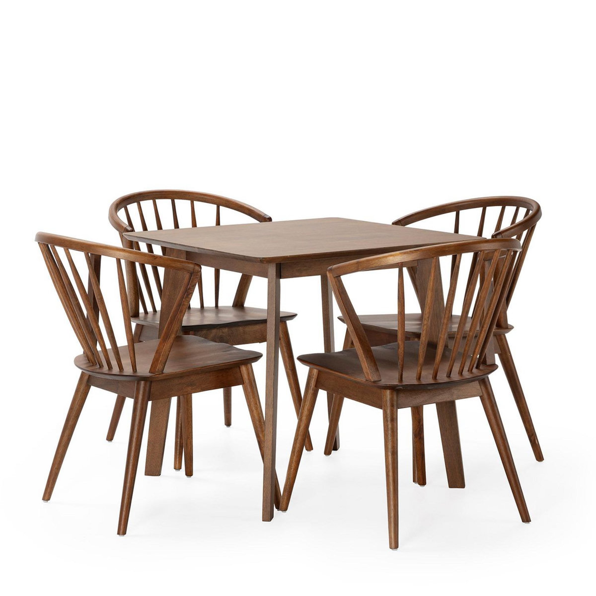 VS VENTA-STOCK Ensemble table 80x80 cm et 4 chaises de salle à manger Mura Noyer