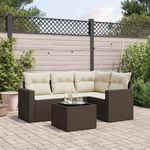 VIDAXL Salon de jardin avec coussins 5 pcs marron resine tressee