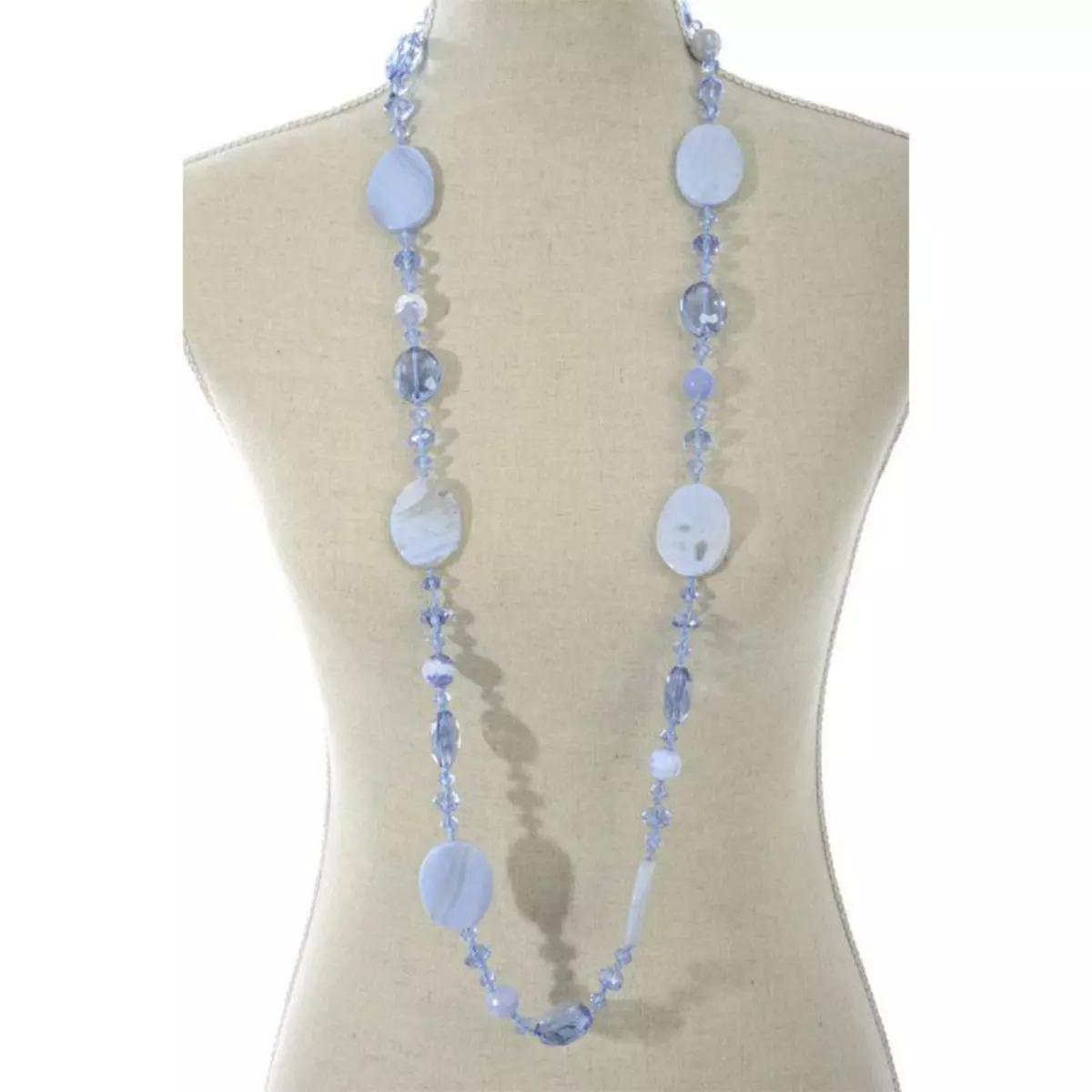 Paris Prix Collier Design Cristal & Perles  Neck  18cm Bleu