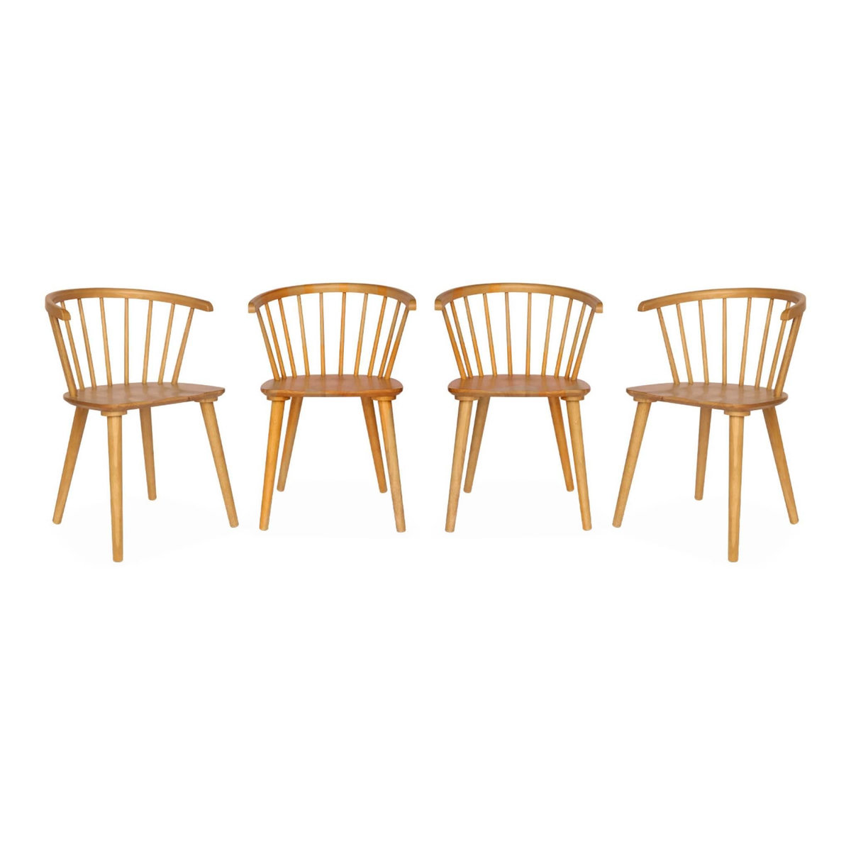 SWEEEK Lot de 4 chaises naturelles à barreaux en bois et contreplaqué. Paula. L 51 x P 53 x H 75cm