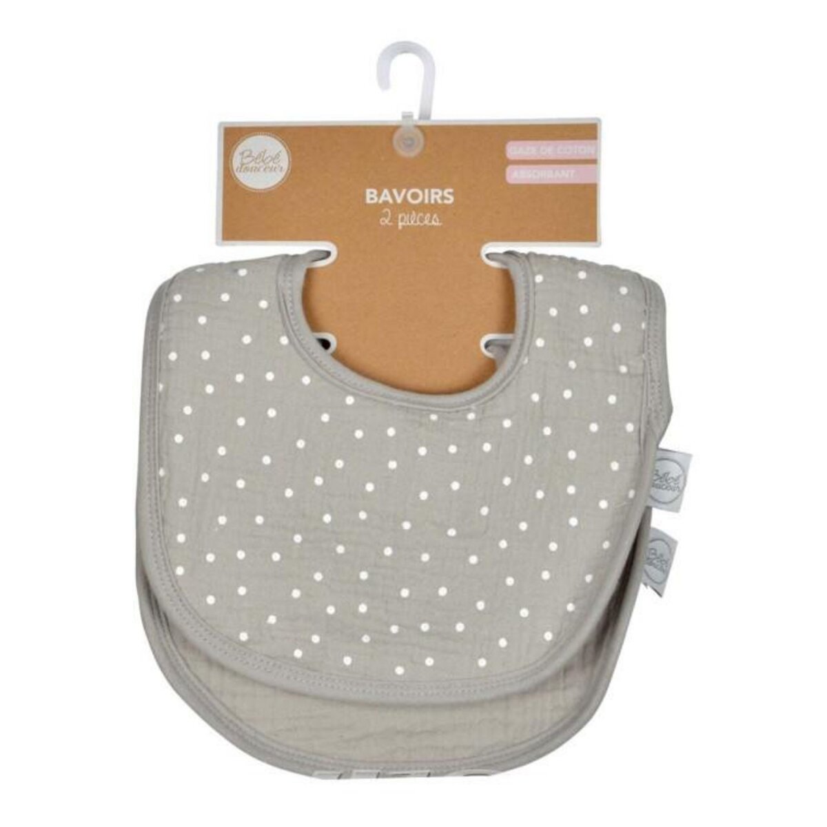 Paris Prix Lot de 2 Bavoirs Bébé  Absorbant  27cm Gris