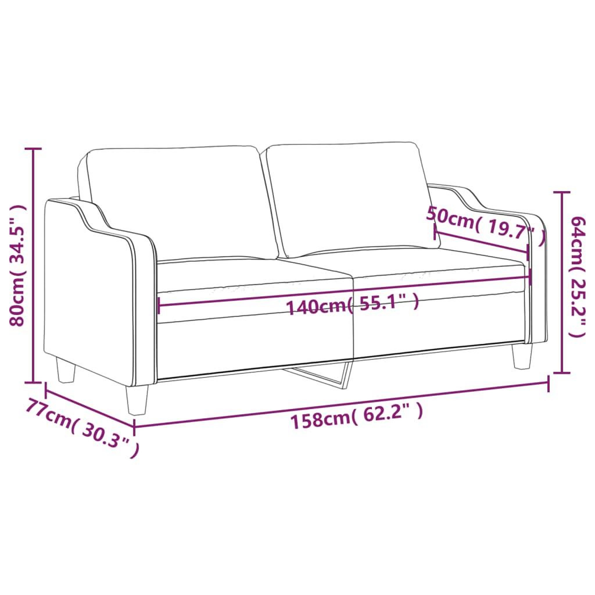 Voir la diapositive 6 : VIDAXL Canape a 2 places Gris clair 140 cm Tissu